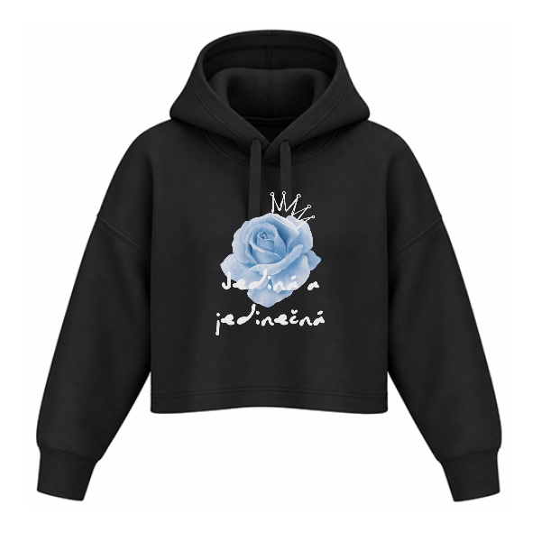 Dámská crop mikina s kapucí s potiskem Jediná a jedinečná hoodie